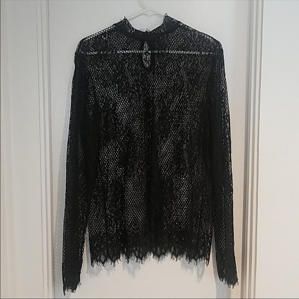 H&M black lace top XL